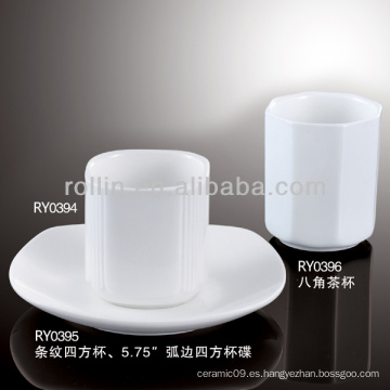 Fino, especial, durable, hotel, porcelana, blanco, taza, platillo